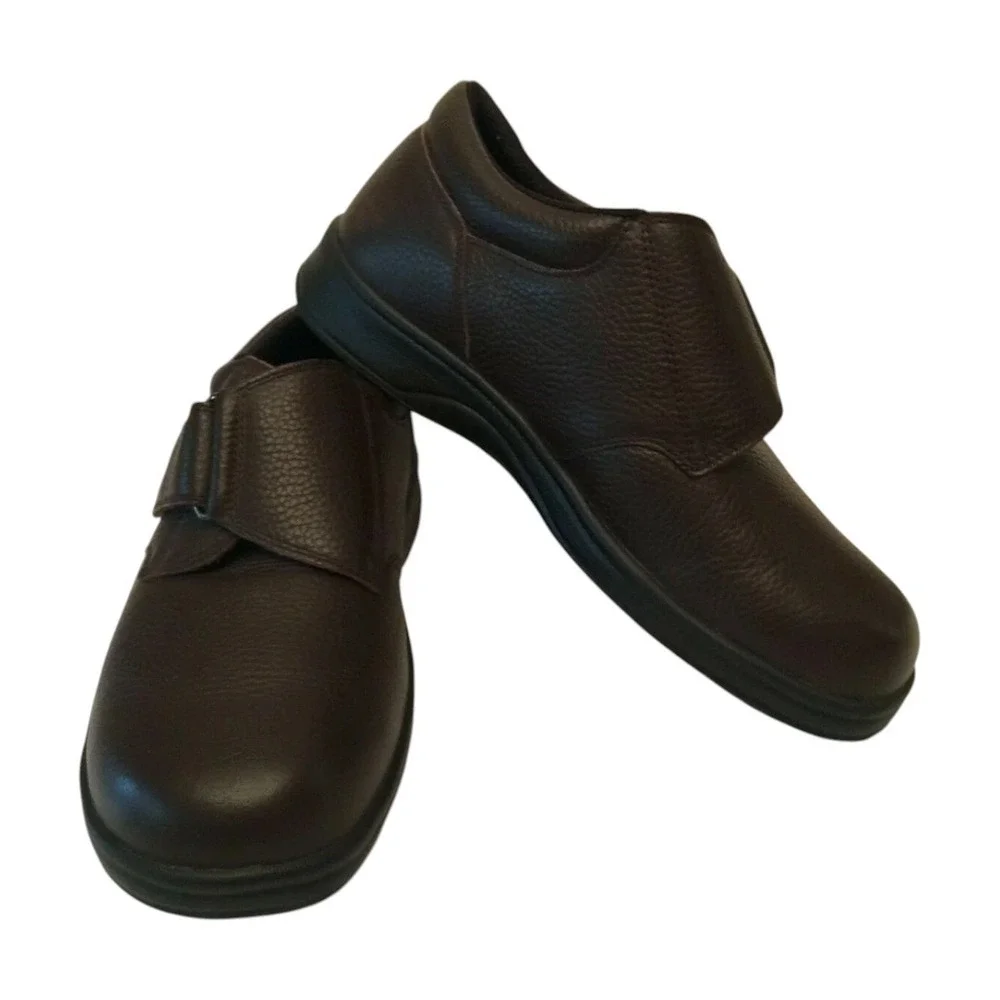 Orthofeet Broadway Men's Orthodic Comfort Shoes Size 8.5W Brown Pebble Leather